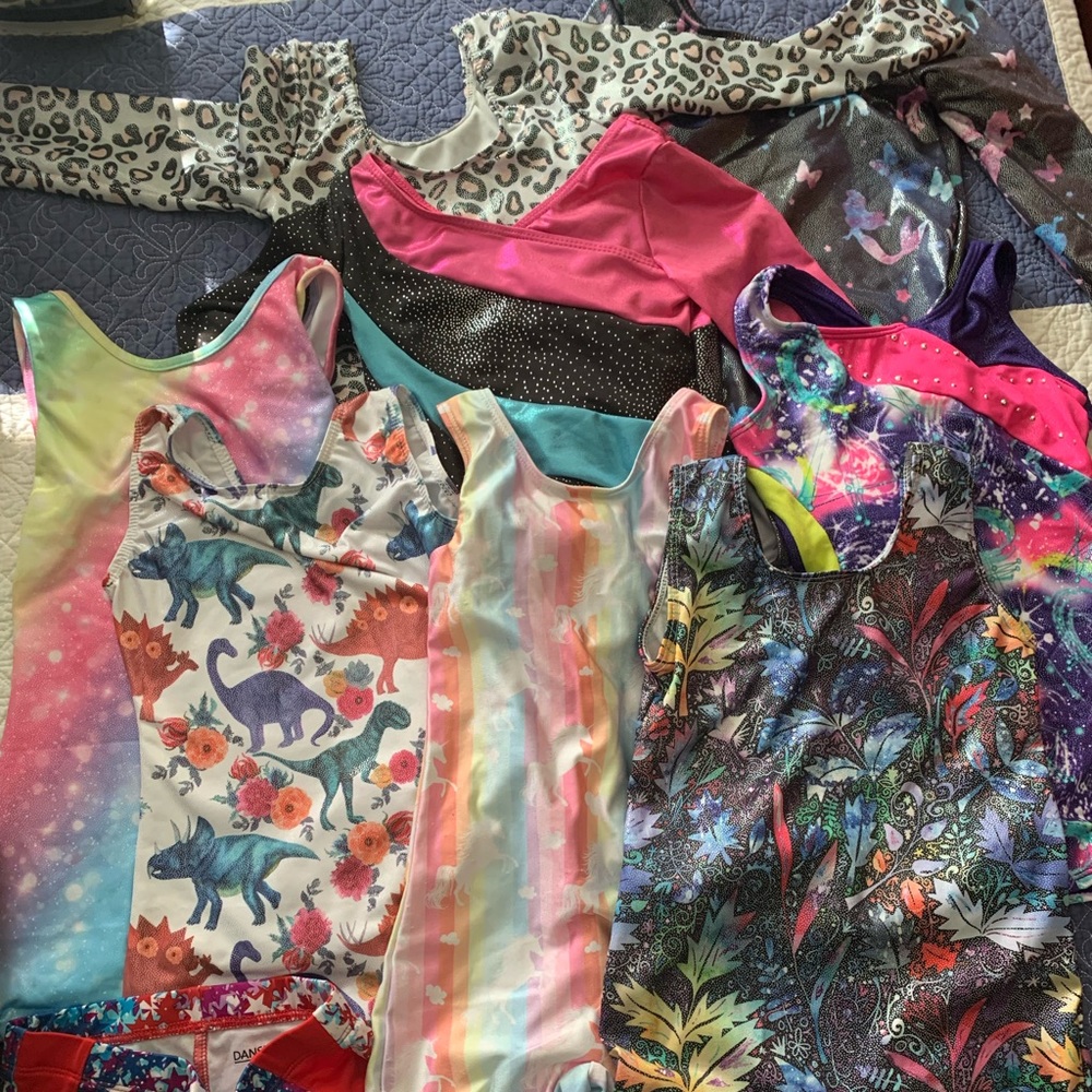 9 piece lot of gymnastics or dance leotards Leo toddler girls 3T-4